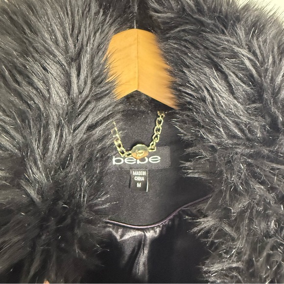 Bebe Wool Blend Black Coat Sz M - Picture 9 of 10